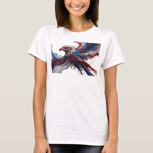 Vibrant Gold Abstract Eagle Original Design T-Shirt (Front)
