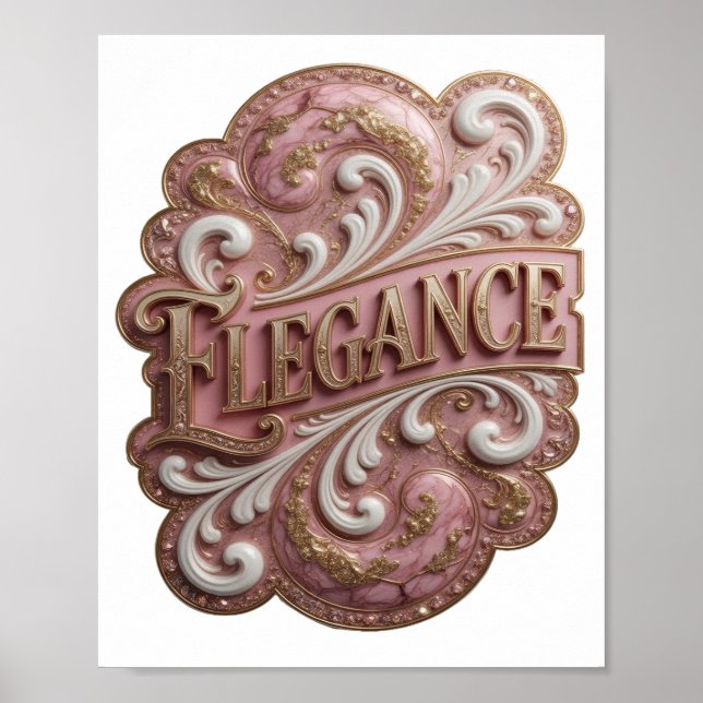 Vibrant Gold ELEGANCE Slogan Design Poster (Front)