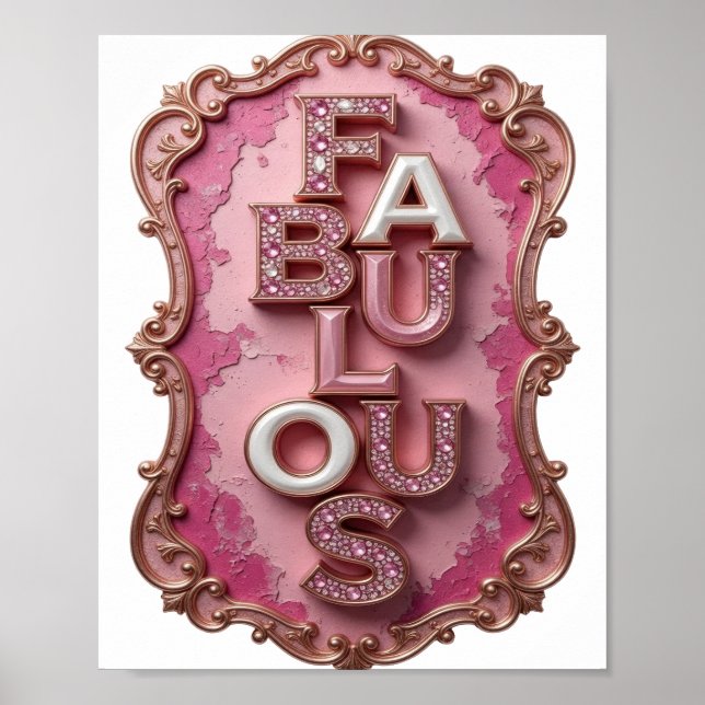 Vibrant Gold FABULOUS Slogan Design Poster (Front)