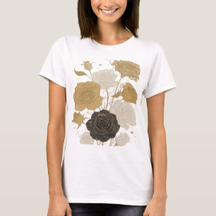 Vibrant Gold GOLDEN ROSES 3D Text Art T-Shirt
