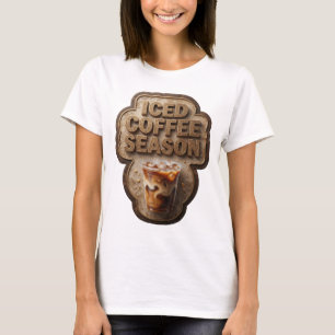 Vibrant Gold ICED COFFEE SEASON Graphic Design T-Shirt