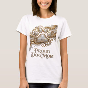Vibrant Gold PROUD DOG MOM Graphic Design T-Shirt