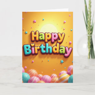 Vibrant Golden Birthday Card