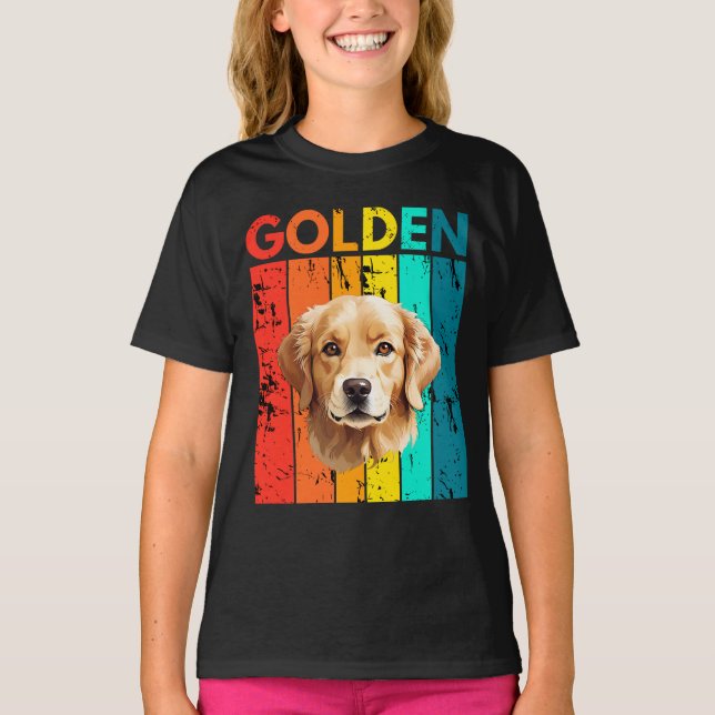 Vibrant Golden Retriever Retro Design T-Shirt (Front)