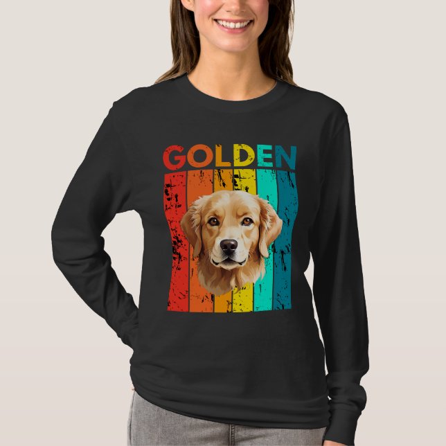 Vibrant Golden Retriever Retro Design T-Shirt (Front)