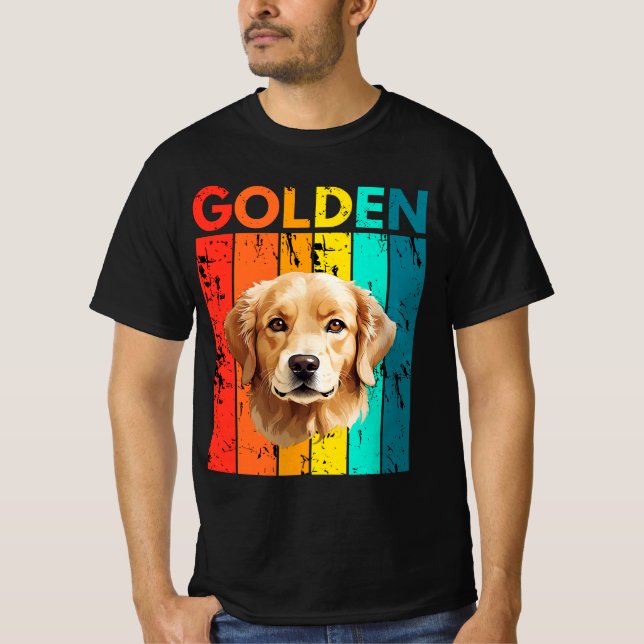 Vibrant Golden Retriever Retro Design T-Shirt (Front)