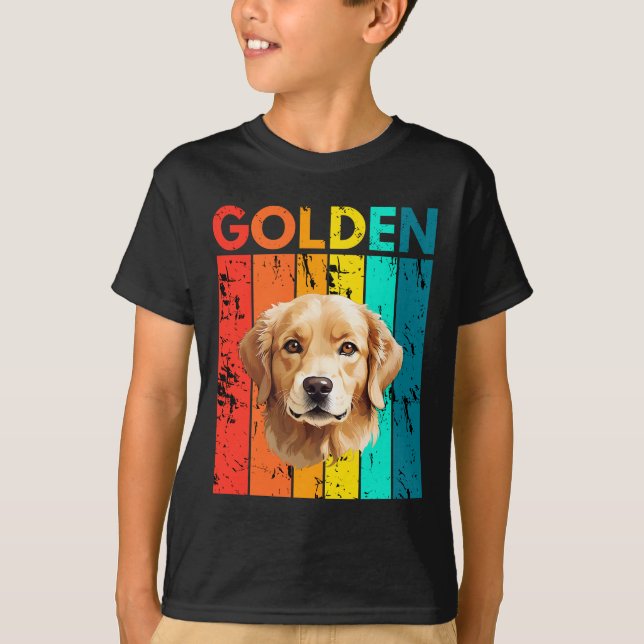 Vibrant Golden Retriever Retro Design T-Shirt (Front)