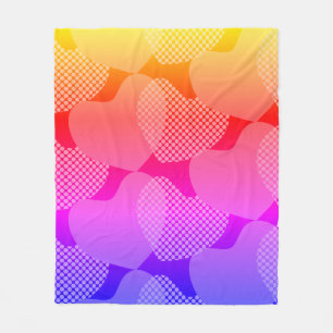 Vibrant Gradient Heart Stylish Rainbow Fleece Blanket