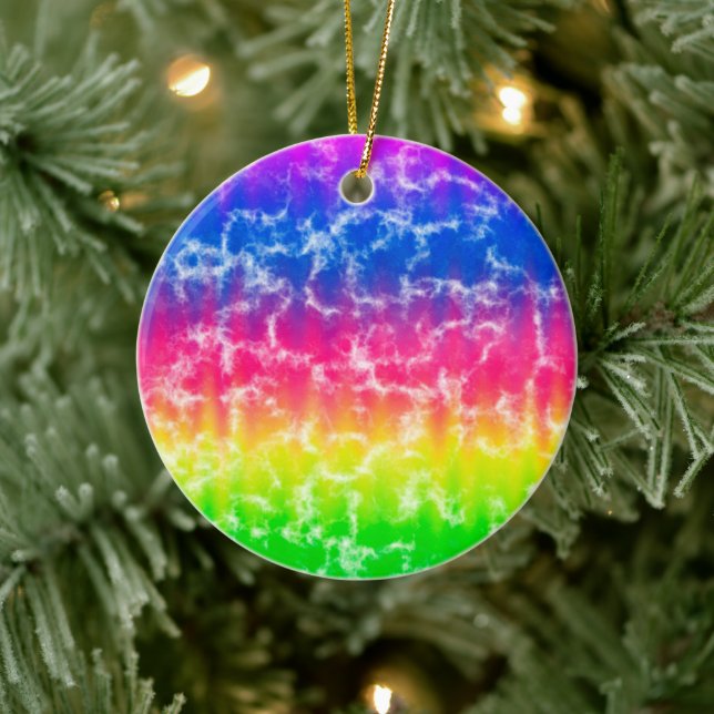 Vibrant Gradient Tie Dye Christmas Ornament (Tree)