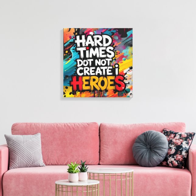 Vibrant Gradient Typographical Create Heroes  Canvas Print (Insitu(LivingRoom))
