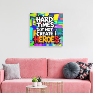 Vibrant Gradient Typographical Create Heroes Canvas Print