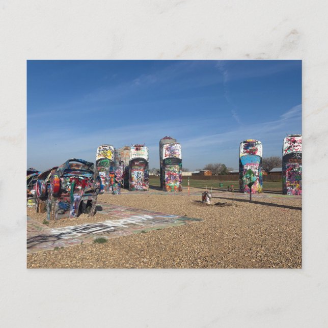 Vibrant Graffiti-Covered Classic Cars  Postcard (Front)