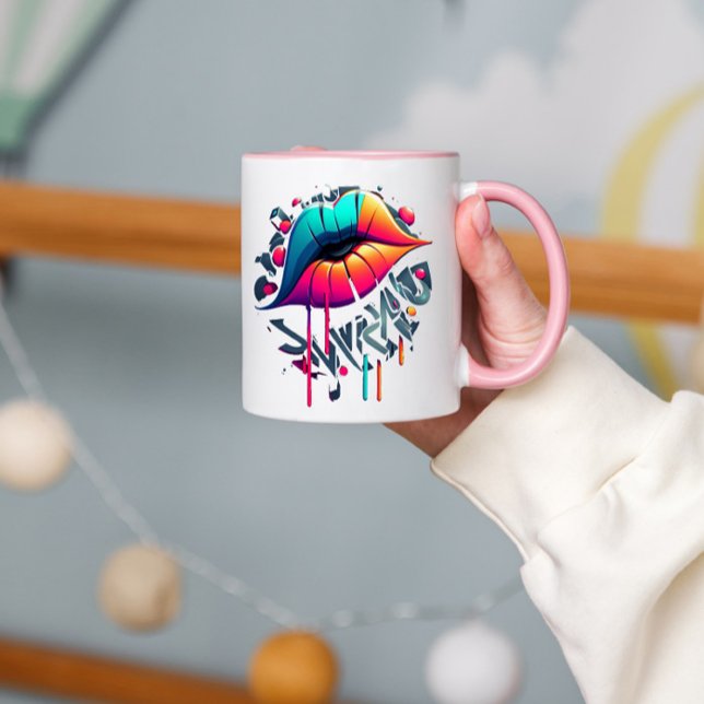 Vibrant Graffiti-Style Colourful Lips Mug (Creator Uploaded)