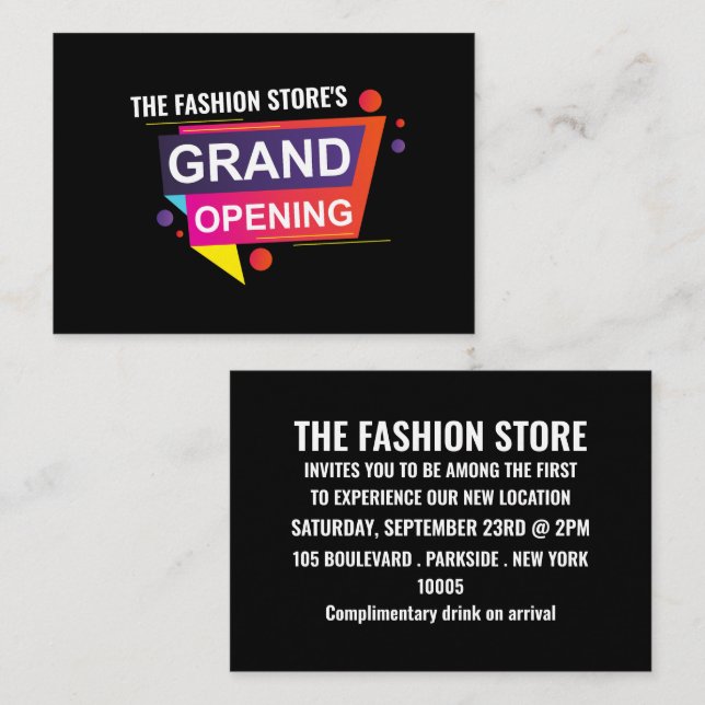 Vibrant Grand Opening Ceremony Card (Front/Back)
