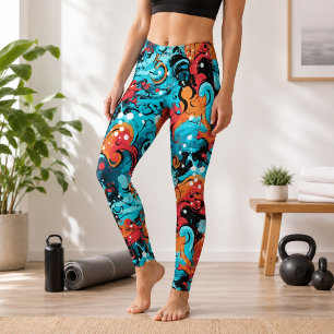 Vibrant Graphic Graffiti-Inspired Leggings