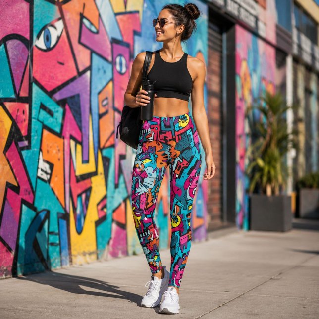 Vibrant Graphic Graffiti-Inspired Leggings (Creator Uploaded)