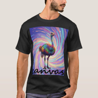 vibrant graphic t-shirt, Colourful Ostrich Design T-Shirt