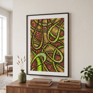 Vibrant Green Abstract Maximalist Organic Poster