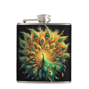  Vibrant Green and Yellow Plumage Hip Flask