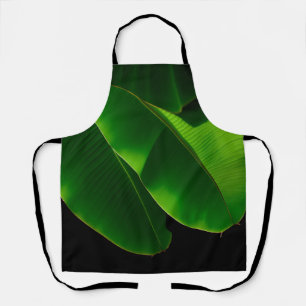Vibrant Green Banana Leaf Tropical Closeup Apron