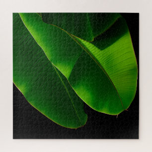 Vibrant Green Banana Leaf Tropical Closeup Jigsaw Puzzle