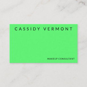 Vibrant Green Beauty Makeup Hair Consultant Business Card
