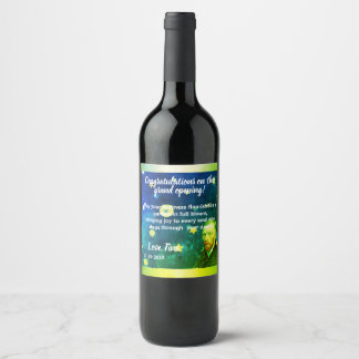 Vibrant Green & Blue Editable VAN GOCH Wine Label