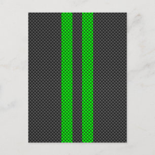 Vibrant Green Carbon Fibre Style Racing Stripes Postcard