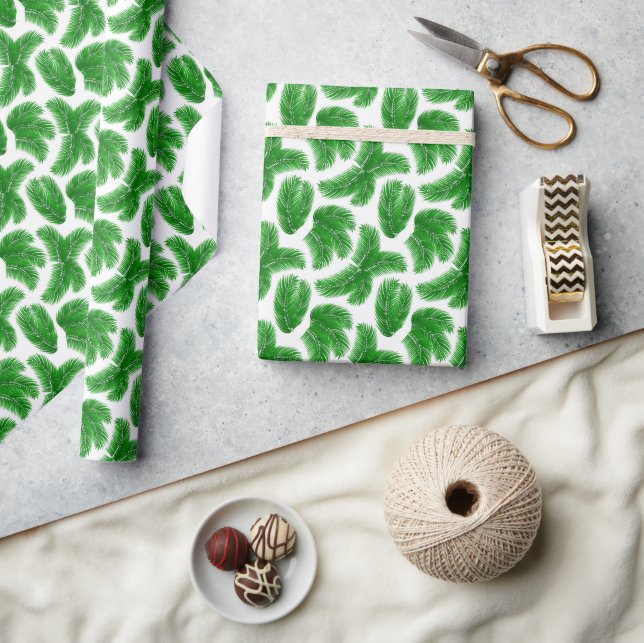 Vibrant Green Foliage Botanical Organic Pattern Wrapping Paper (Crafts)