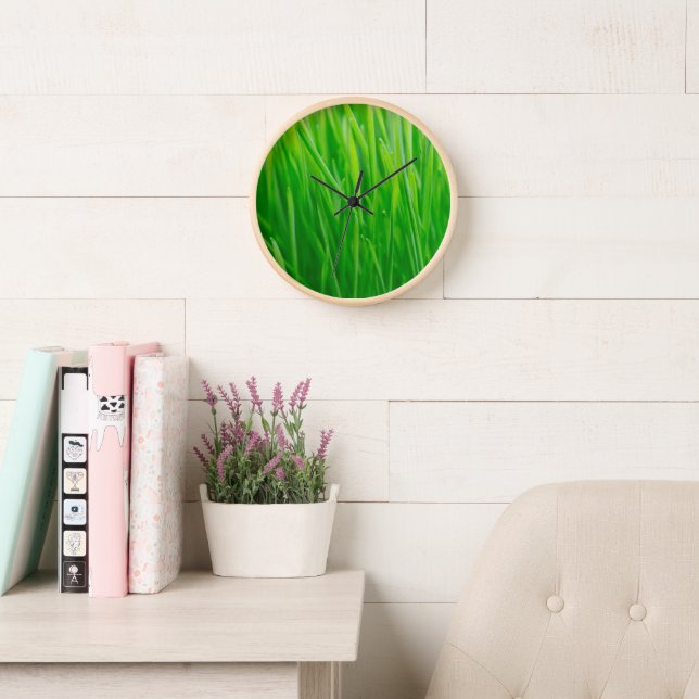 Vibrant Green Fresh Wheatgrass  Clock (Reading Room)
