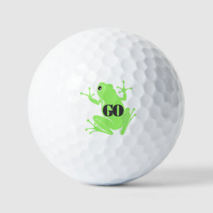 Vibrant Green Frog Illustration "GO" Custom Golf Balls