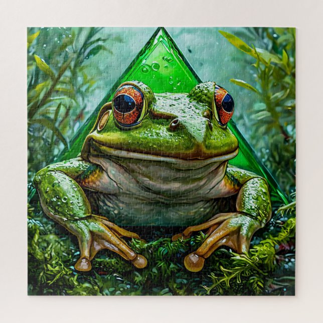 Vibrant Green Frog With Striking Eyes Jigsaw Puzzle (Vertical)