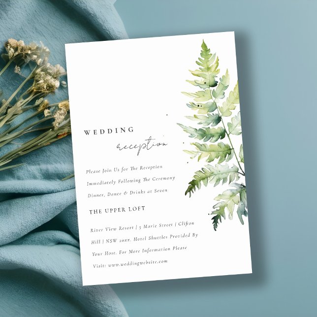 VIBRANT GREEN GOLD WATERCOLOUR FERN RECEPTION INVITATION (Creator Uploaded)