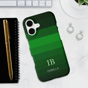 Vibrant Green Gradient Colour Stripes with Monogra
