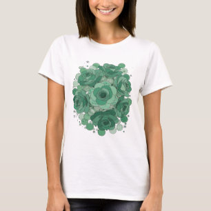 Vibrant Green GREEN ROSES 3D Text Art T-Shirt