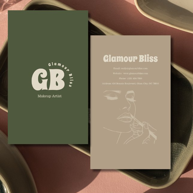 Vibrant Green Makeup Artist Salon Business Card (Creator Uploaded)