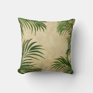 Vibrant Green Palm Leaf Pattern Cushion