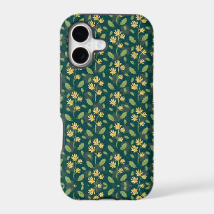 Vibrant Green Pattern with Yellow Flowers & Leaves