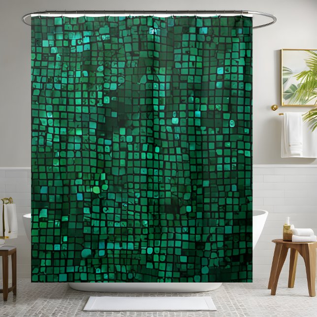 Vibrant Green Sequin Shower Curtain (Creator Uploaded)