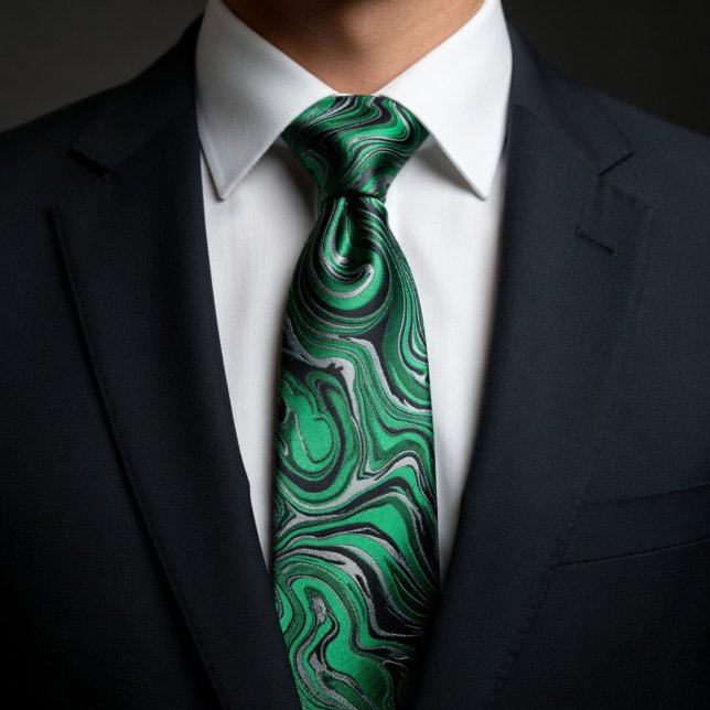 Vibrant Green Swirl Marble  Tie (Creator Uploaded)