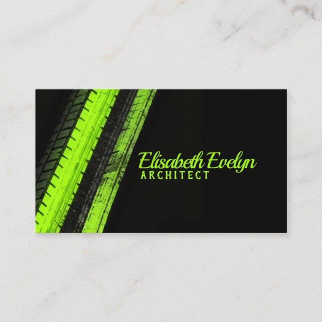 Vibrant Green Trails on Dark Canvas Business Card (Front)