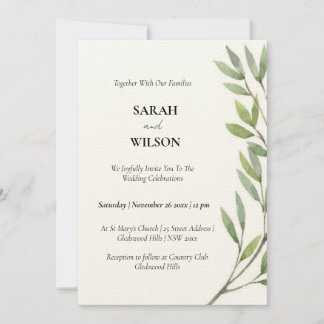 VIBRANT GREEN WATERCOLOR FERN FOLIAGE INVITATION