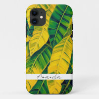 Vibrant Green & Yellow Banana Leaf Pattern