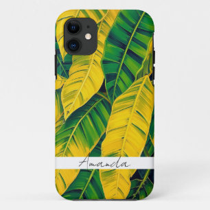 Vibrant Green & Yellow Banana Leaf Pattern Case-Mate iPhone Case