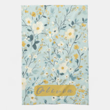 Vibrant green yellow blue white flowers