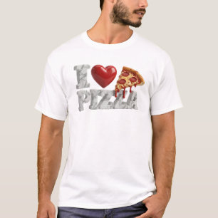 Vibrant Grey I LOVE PIZZA Graphic Tee Design