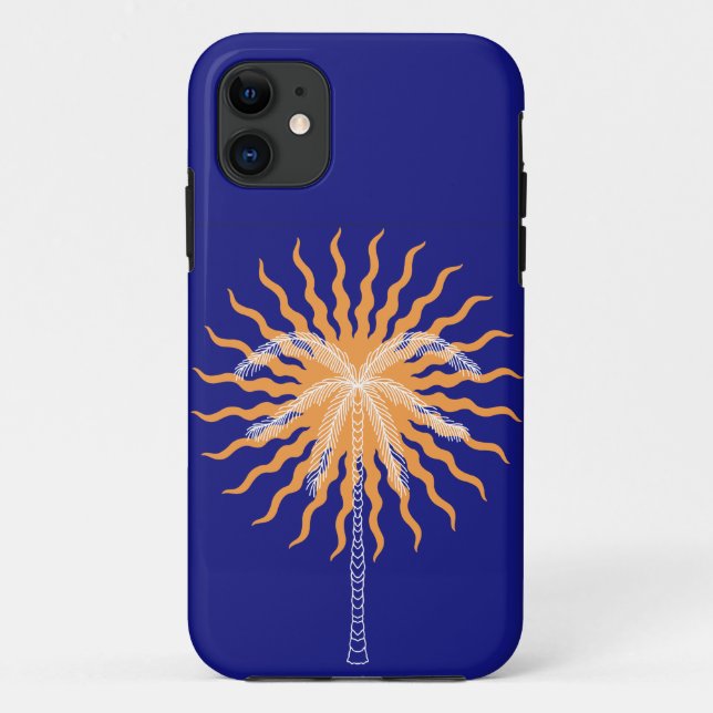 Vibrant groovy line art palm tree art deco Case-Mate iPhone case (Back)