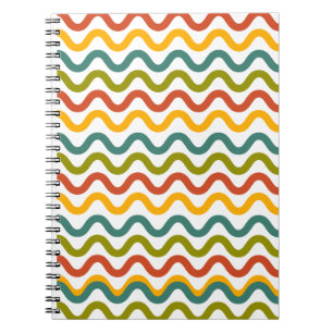 "Vibrant Groovy Waves - Retro Aesthetic Notebook C