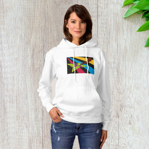 Vibrant Guitar with Geometric Stripes Hoodie