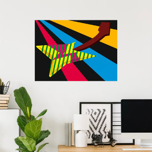 Vibrant Guitar with Geometric Stripes Poster